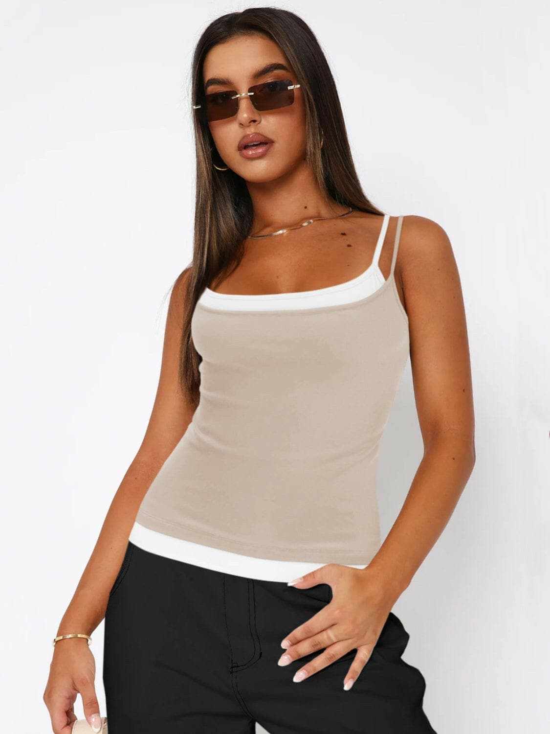 Chic faux layered cami top - Love Salve